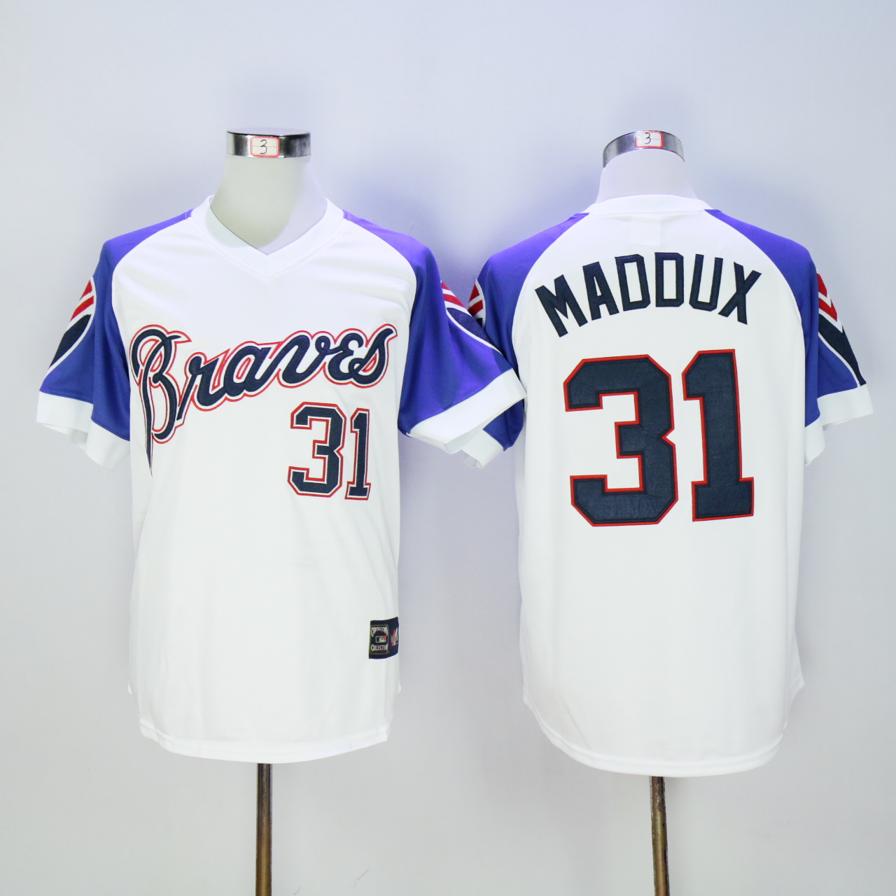 Men Atlanta Braves #31 Maddux White Throwback 1973 MLB Jerseys->atlanta braves->MLB Jersey